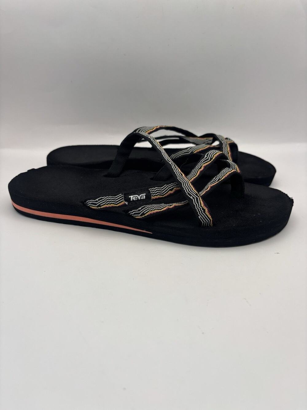 Teva Olowahu Black And Orange Sandals Women Size 8